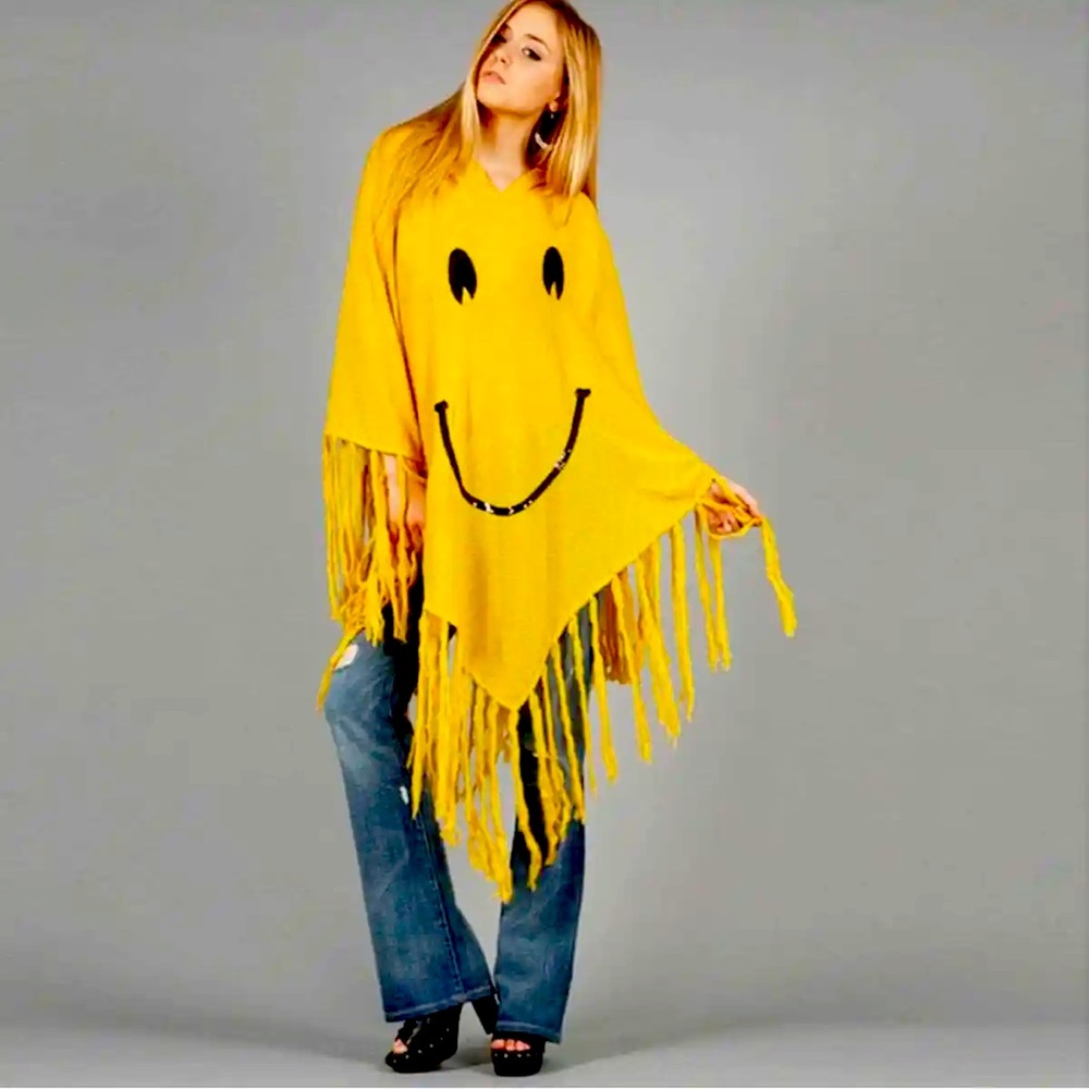 WildFox white label Happy Face sequins smile pancho